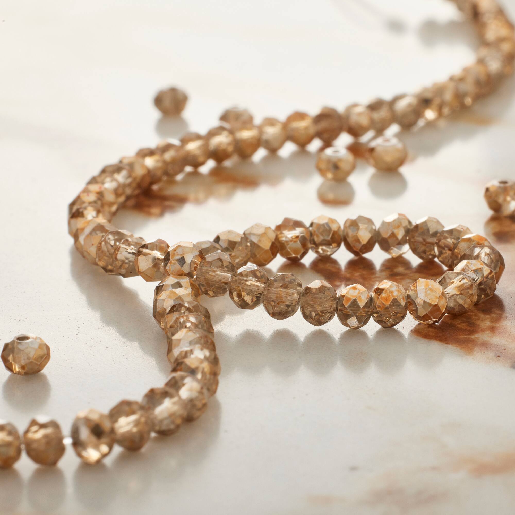 Amber Small Glass Faceted Rondel Beads, 3mm by Bead Landing™